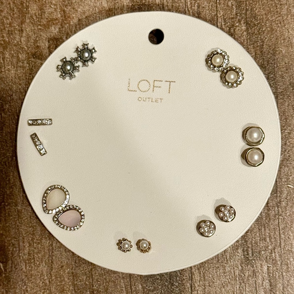 LOFT Outlet Silver and Pearl Earring Set